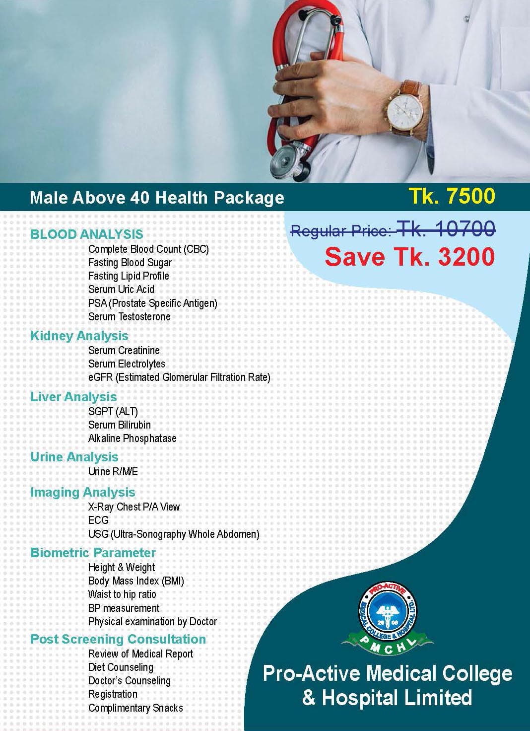 Male Above 40 Health Package